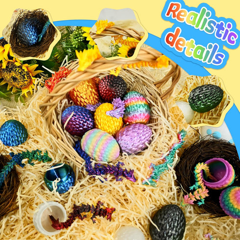 12pcs 3D Impossmaker Printed Dragon Eggs, Prefilled Easter Dragon Egg with Dragon Toy, Easter Basket Stuffer, Goodie