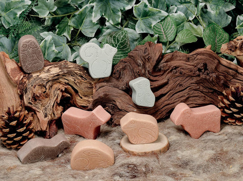 Yellow Door Little Lands – Woodland, Set of 8 Stone Figures for Kids