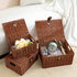 Set of 3 Woven Wicker Storage Baskets with Lid & Lock, Multifunctional Organizer for Nursery, Baby, Clothes