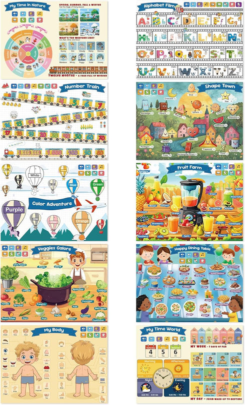 YOBEIC 2+ 20 2 3 4 5 6 Educational Toys for Year Old,Talking Pen with Interactive Toddler Learning Posters,Preschool