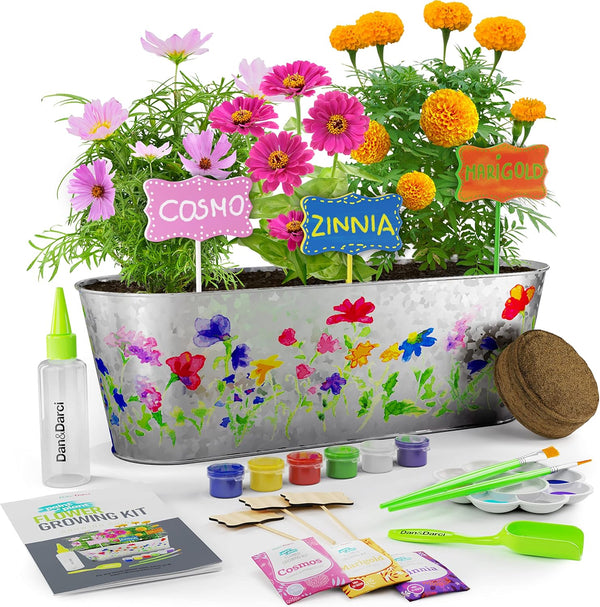 Paint & Plant Flower Growing Kit for Kids - Birthday Crafts Gifts for Girls & Boys Age 5-12, Fun Gardening Kits