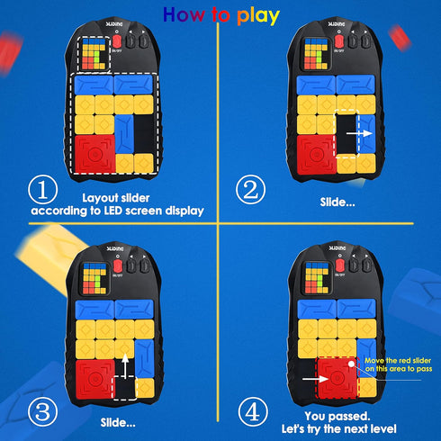 500+ Super Slide Puzzle Games Challenges Electronic Brain Teaser Toy, Portable STEM Slide Puzzles, Fun Travel Games