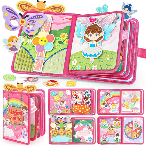 Hiber Sea 22 1 1-3, 1 1 2 in Busy Book for Toddlers Sprite Montessori Toys for Year Old with Fishing Game, Soft Sensory