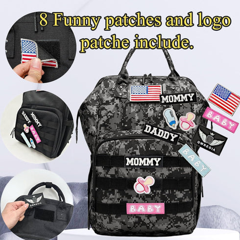 Backpack Backpack MOMMY Camo Diaper Bag for Dad and Mom with USB Charging Port Stroller Straps and Insulated