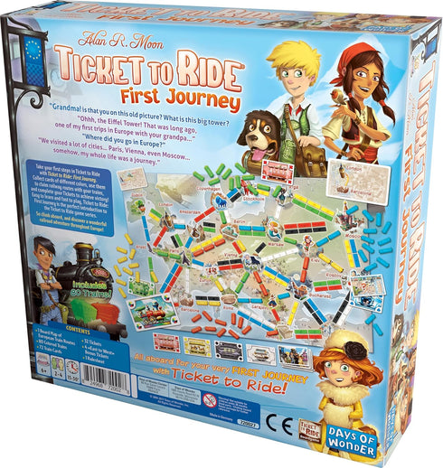 Ticket to Ride Europe First Journey Board Game - Strategy Game for Kids & Adults, 2-4 Players, 15-30 Minute Playtime