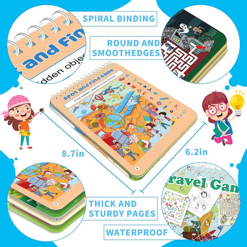 2 Pack 4-8, 8-12,Travel 56 Game,1-2 Elfew Reusable Activity Game for Kids Ages Games Include Different Players,Toy