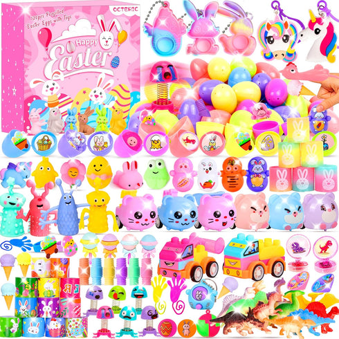 OCTERIC 360 Pcs Pastel Prefilled Easter Toy Set, 120 Plastic Eggs Filled with