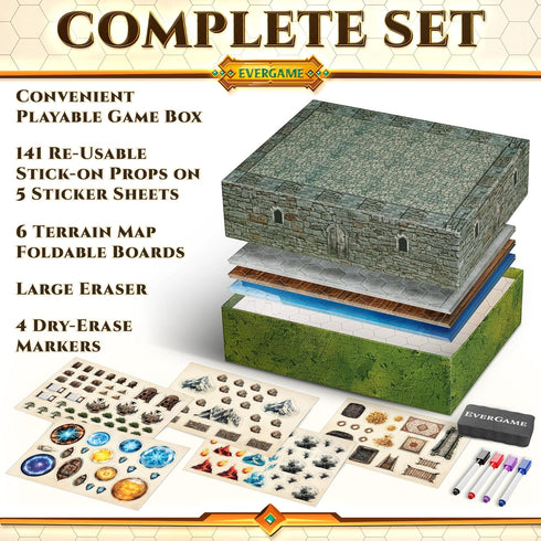 10 6 (1" 22x26-4 3D 140+ 4 DND Game Mats and a lot More - Includes Dungeons & Dragons Board Game Battle Maps Hex Grid)