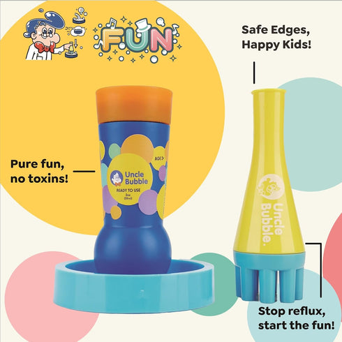 Bubble Blower for Kids and Toddlers, Uncle Bubble Mini Blower Family Set, Blow Thousands of Bubbles at Once