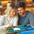 1000 Landscape Jigsaw Puzzle Pieces Lake Tahoe Scenery with Clear Turquoise Waters, Snow-Capped Mountains & Pine
