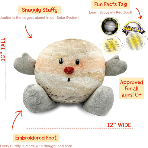 12" 0+ Celestial Buddies Jupiter Buddy | Soft Stuffed Plush, Embroidered Features, Fun Planet Facts Tag for Kids STEM