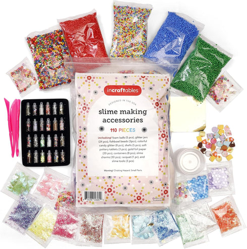 Incraftables Slime Kit for Girls & Boys, DIY Add-ins Slime Making Kit with Charms, Foam Balls, and Mix-ins