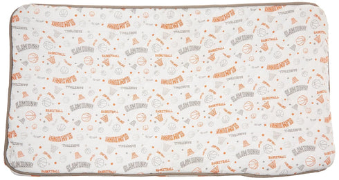 Basketball Themed Muslin Quilted Changing Pad Cover in Orange/Grey