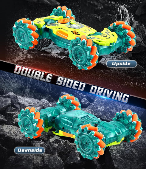 360 2.4GHz 4WD 5 6 7 8-12 A ALPHA Gesture Remote Control Car, RC Stunt Car with Flips Remote Control Toy with Lights