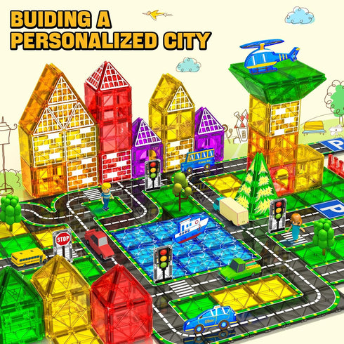 Set 3-5 4-8 5-7 Pack 42pcs KAEILORU Magnetic Tiles Road with Car Magnet Building Tile Toys for Kids Ages Magnetic
