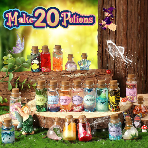 20PCS 6 7 8 9 10 wookidel Fairy Magic Craft Kit for Kids with Potion Bottles - Fairy Magical Potions Making Craft Kit
