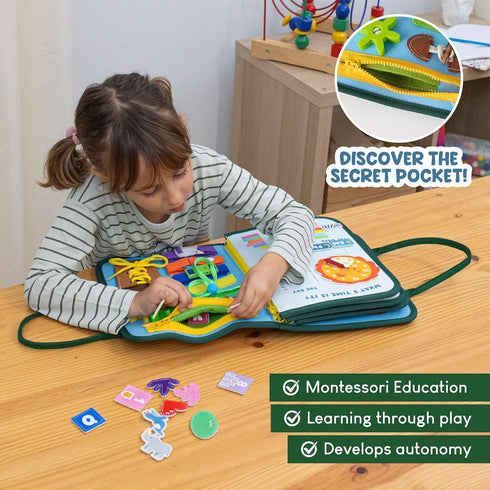 BONNYCO Toddler Busy Board Felt Montessori Toys, Sensory Board, Learning Toys for Kids, Birthday Gifts
