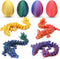 KZPPZ 4PCS 3D Printed Dragon Eggs with Dragon Inside, Easter Basket Stuffers for