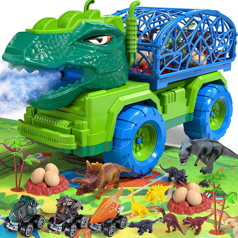 TEMI Dinosaur Truck Toys for Kids 3-5, Tyrannosaurus Transport Car Carrier Truck