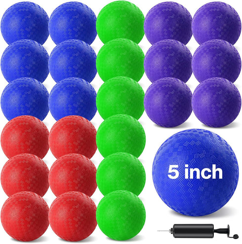 HSLCGF 24 Pcs Dodgeballs 5 Inch Playground Ball Kickball Inflatable Rubber Handball Bouncy