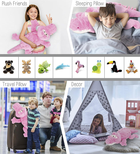 DolliBu Super Soft Alligator Stuffed Animal Pillow - Jumbo Cozy Nap Buddy Floor Pillow for Kids & Toddlers, 34 Inch