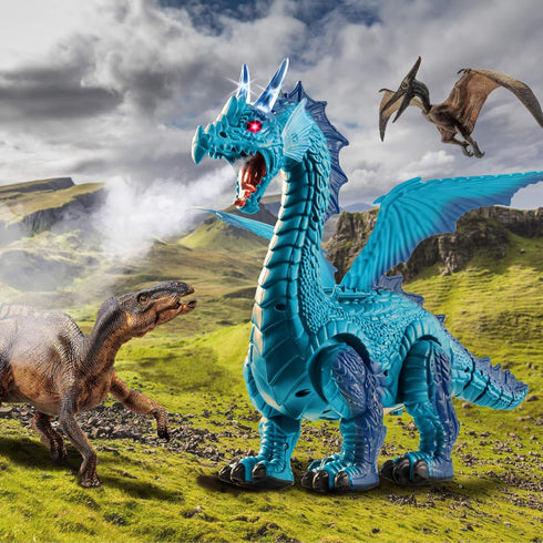Discovery 6+ Frost-Breathing RC Dragon with Smoke Breath, Walking, Wing Flapping, Realistic Roaring Sounds| Light-Up