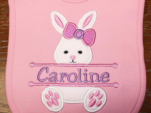 My1st Personalized Easter Bunny Bib for Baby Girl