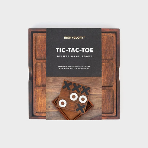 Iron & Glory Tic Tac Toe Game - Wooden Board Game for Adults & Kids, Travel & Decor