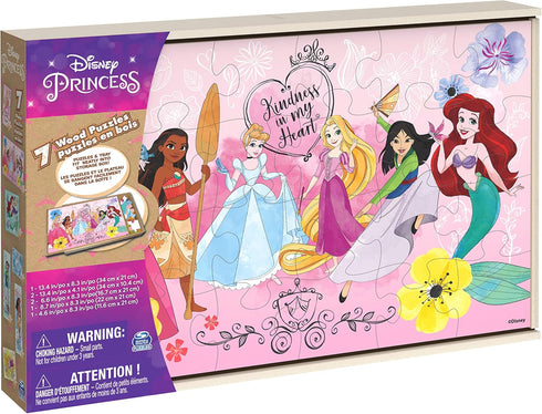 Disney Princess 7 Wood Puzzles Jigsaw Bundle: 12-Piece, 16-Piece, 24-Piece for Kids Ages 4 and Up