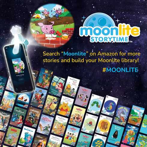 Moonlite Storytime Projector - Magical Bedtime Kids Book Projector for Immersive Reading Experience, Smartphone