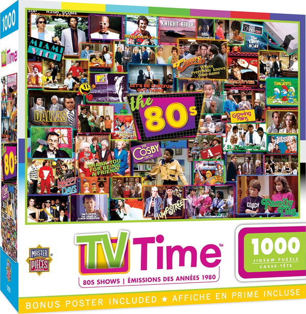 MasterPieces 1000 Piece Jigsaw Puzzle - 80's Television Shows - Nostalgia for Adults, Family, and Youths