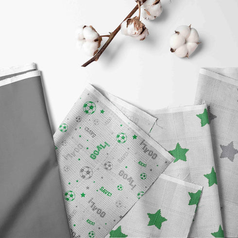 Set 3 (3 Pack Bacati - Sports Muslin of Wash Cloths or Hooded Towel Washcloths, Soccerball Green/Grey)