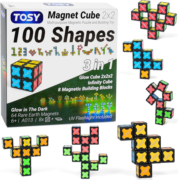 TOSY Magnet Cube 2x2 - 8 Blocks, 2in1 Toy: 2x2x2 Puzzle Cube