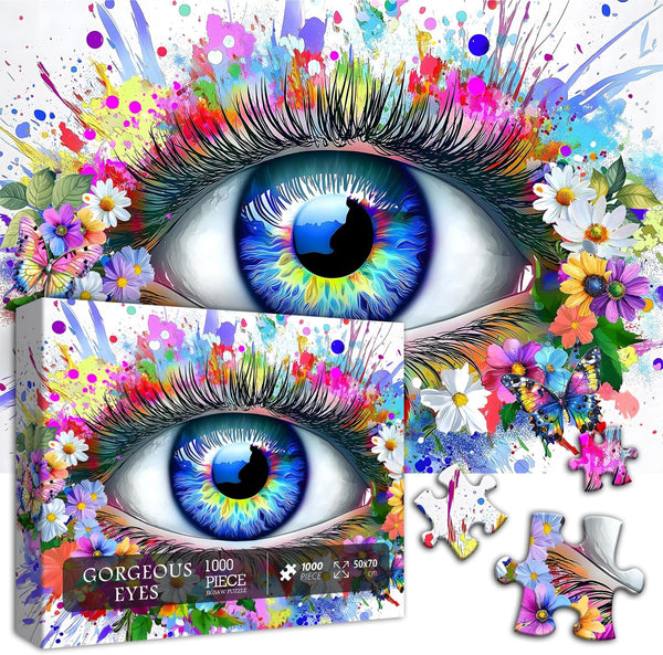 PICKFORU Impossible Puzzle for Adults 1000 Pieces, Eye Flower Abstract Art Puzzle Colorful