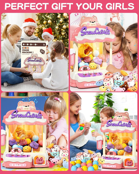 Claw Machine for Kids, Mini Vending Machine with Music, Electronic Prize Dispenser for Party Birthdays, Includes 45