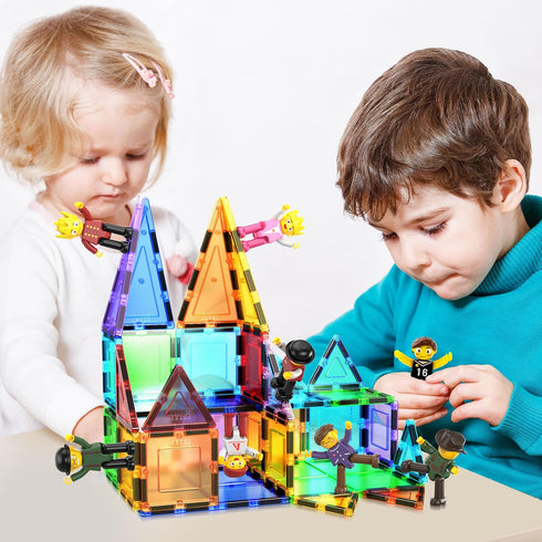 PicassoTiles Magnetic Tiles Compatible - 8pc Character Action Figures Add On Set for Educational Toddlers Toy