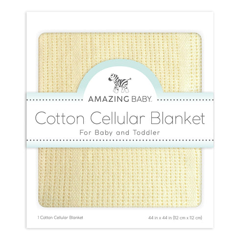 Amazing Baby Cellular Blanket, Premium Cotton Knit, Ultra Soft Cozy Gift for Baby Boys and Girls, 44 x 44 inches (Soft