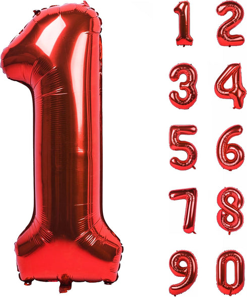 40 Inch Red Big Number 1 Birthday Party Decoration Foil Balloons for Girls and Boys
