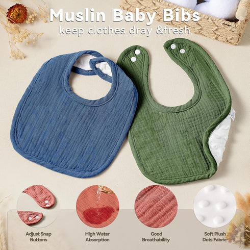 Adjustable Cotton Baby Bibs for Drooling and Teething
