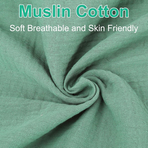 2 Pack 28"x 52" Green & Grey Muslin Cotton Crib Sheets for Girls & Boys-Neutral Breathable Crib Mattress Protector