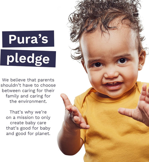 Pura Size 1 Eco-Friendly Diapers (4-11lbs), Hypoallergenic Soft Organic Cotton, 3 Packs of 32