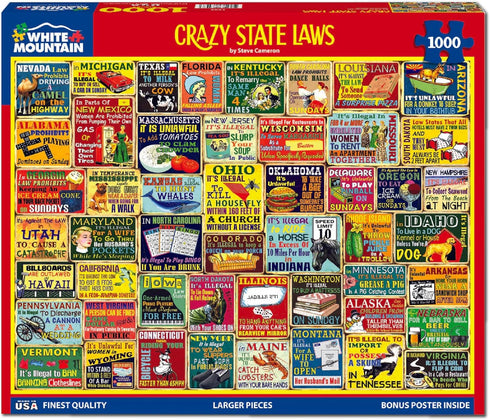 1000 24"x30" White Mountain Piece Jigsaw Puzzle Funny Rules Collage Puzzles with Large Pieces Gift for Adults