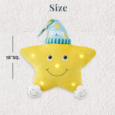 5 Let's Make Memories Personalized Twinkle Twinkle Light-Up Star Pillow - Sparkly Soft Nightlight - LED Lights