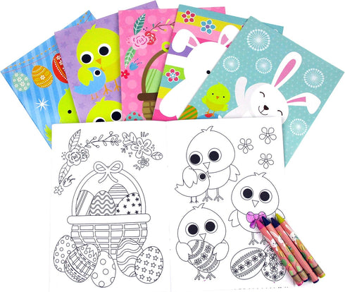12 48 TINYMILLS Easter Coloring Books with Party Favors with Books and Crayons,Easter Prizes, Favor Bag Easter Basket