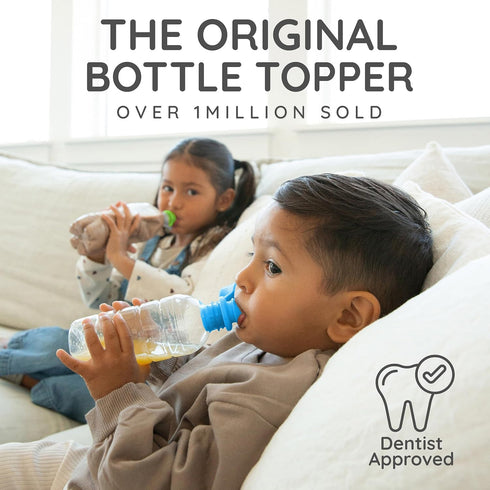100% 3 Pack Kiddikap Original Water Bottle Topper for Toddlers Silicone Sippy Top Spout with Protective Cap makes the