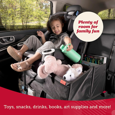 9 Lusso Gear Car Seat Organizer - Built-In Car Cup Holders & Mesh Pockets - Foldable Back Seat Organizer with Handles