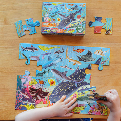 eeBoo: Sharks & Friends - 20 Piece Puzzle - 15 x 11 Kids Jigsaw, Glossy Pieces, Ages 3+