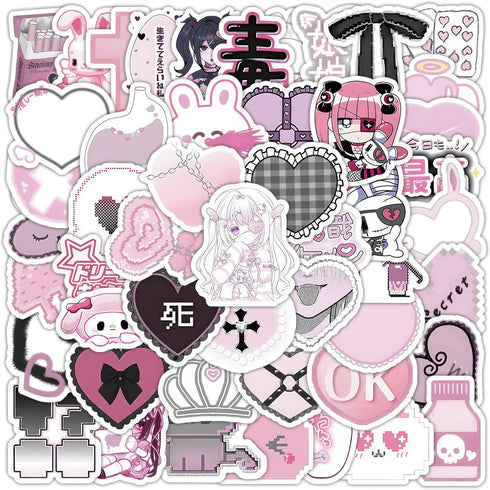 100 Pcs Cute Aesthetic Kawaii Stickers for Girls | Pink Anime Girl Stickers, Laptop Stickers for Women, Waterproof