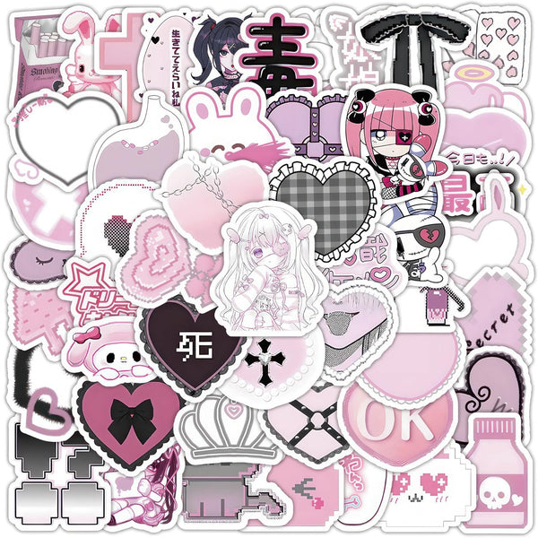 100 Pcs Cute Aesthetic Kawaii Stickers for Girls | Pink Anime Girl Stickers, Laptop Stickers for Women, Waterproof