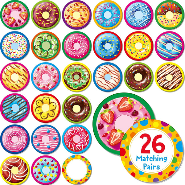 Hebayy 52 PCS Donut Matching Game, 26 Designs Dessert Cards Engaging Food